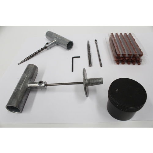 Car Tyre Puncture Repair Kit Heavy Duty steel - 5 Tools Cement 25 Plugs