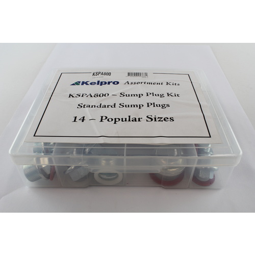 KELPRO KSPA800 OIL PAN SUMP PLUG ASSORTMENT KIT 14 POPULAR SIZES