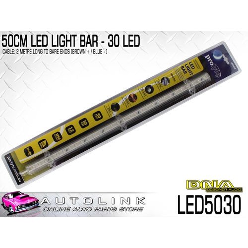 DNA 50CM LED LIGHT BAR - 30 LEDS 12V 500x18x15mm, 2 METRE CABLE LED5030