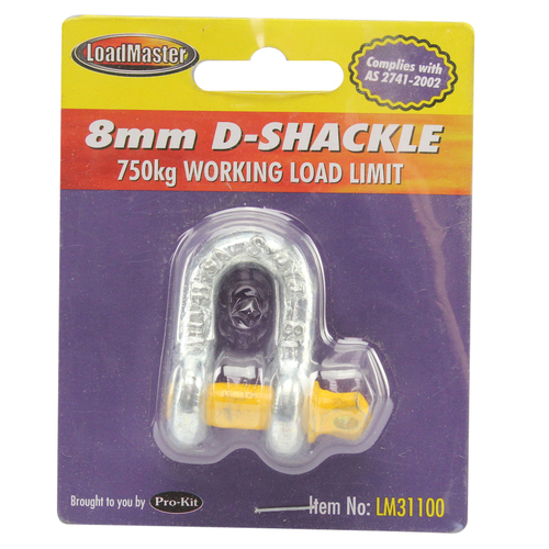 Loadmaster 8mm D Shackle 750kg Working Load Limit Trailer Caravan LM31100 x1