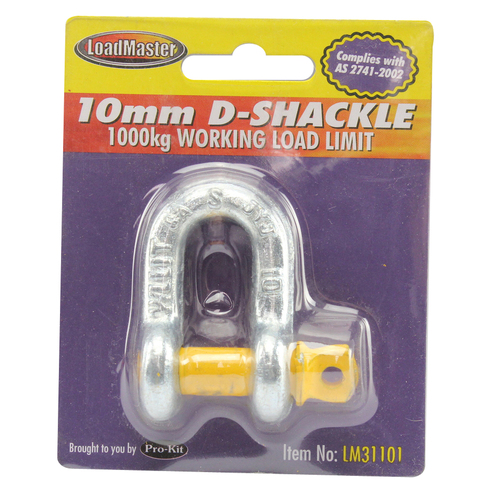 Loadmaster 10mm D Shackle 1000kg Working Load Limit Trailer Caravan LM31101 x1