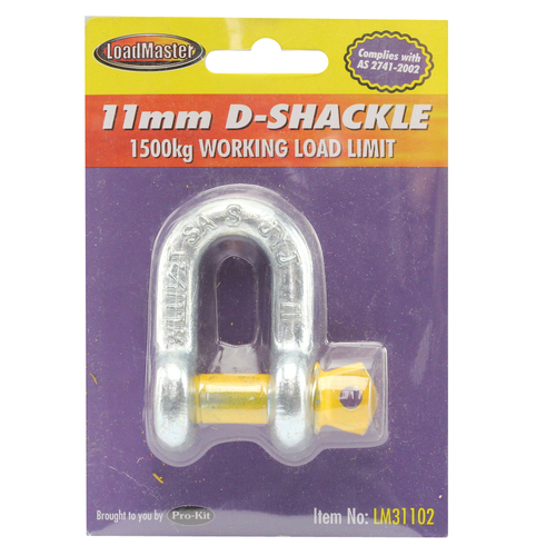 Loadmaster 11mm D Shackle 1500kg Working Load Limit Trailer Caravan LM31102 x1