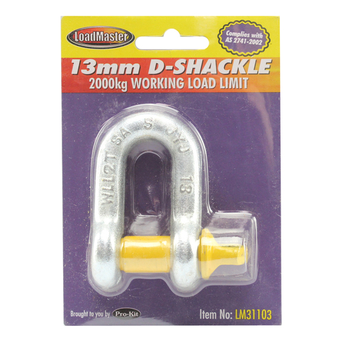 Loadmaster 13mm D Shackle 2000kg Working Load Limit Trailer Caravan LM31103 x1