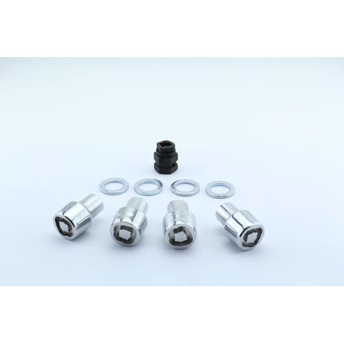 Nice Chrome Mag Wheel Rim Lock Nut Set Thread 7/16" Shank Type with Washer & Key