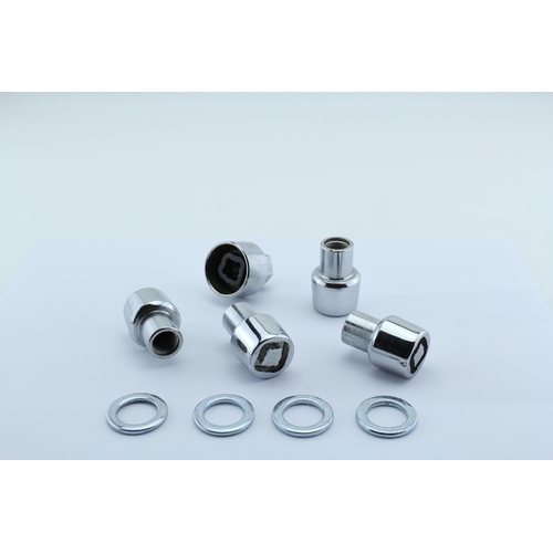 Nice M2LOCK Chrome Mag Wheel Rim Lock Nut Set Thread 1/2 Inch Shank Type + Key