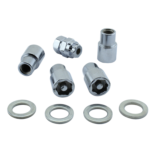 Chrome Mag Wheel Rim Lock Nut Set Thread 12 x 1.5mm Shank Type Washer & Key