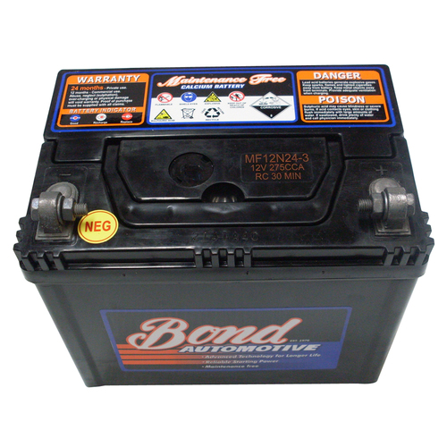 Bond Battery MF12N24-3 for Lawnmower Sealed Calcium Maintenance Free 12V 275cca