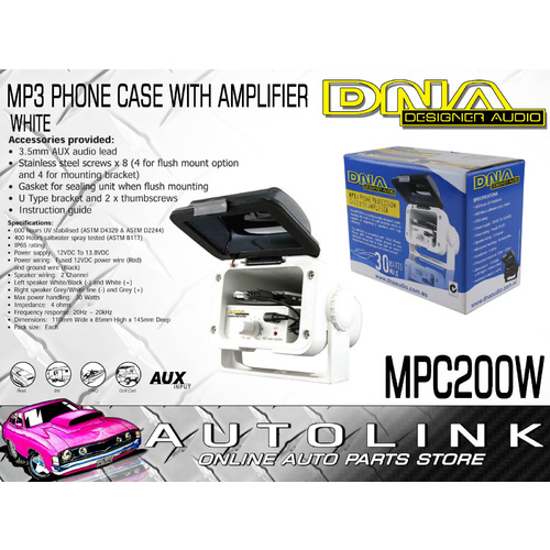 DNA MARINE MP3 PHONE PROTECTION CASE 2 CHANNEL OUTPUT , 30 WATTS MAX POWER 