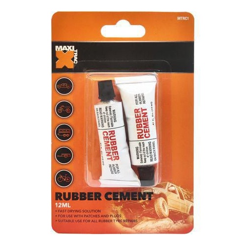 Maxi Trac MTRC1 Rubber Cement Tyre Tube Patch Repair Glue 12ml Tube Twin Pack