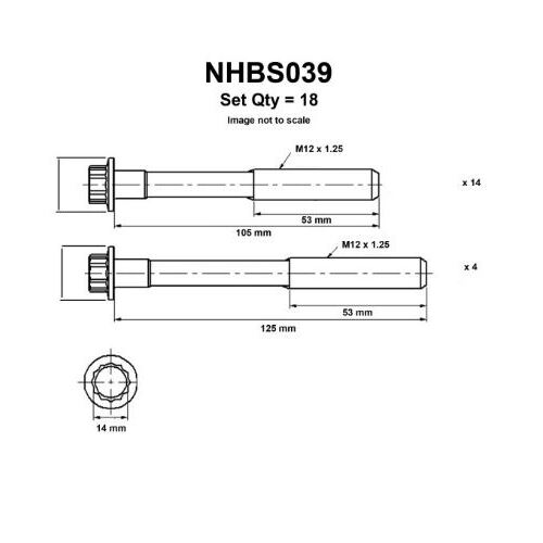 Nason NHBS039 Head Bolt Set for Mitsubishi 2.8L 4M40 4M40T Diesel Inc Turbo