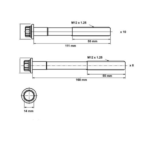 Nason NHBS128 Head Bolt Set for Toyota 1KD-FTV 3.0L & 2KD-FTV 2.5L Turbo Diesel