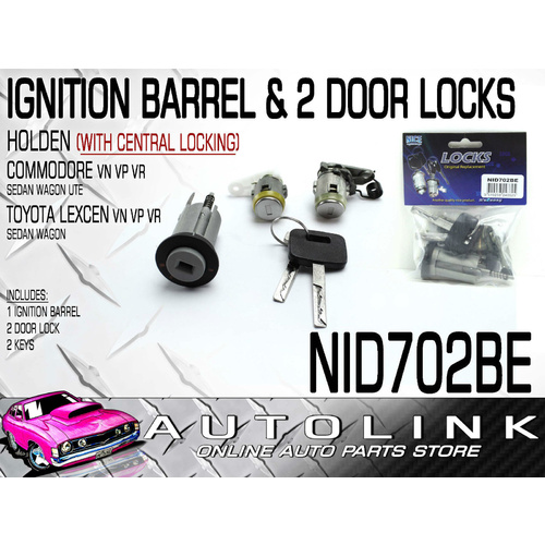 IGNITION BARREL & 2 LOCK SET FOR HOLDEN COMMODORE VN VP VR CENTRAL LOCKING