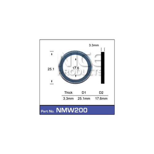 NICE NMW200 MAG WHEEL WASHER ID 17.6mm x 3.3mm THICK - SOLD AS EACH