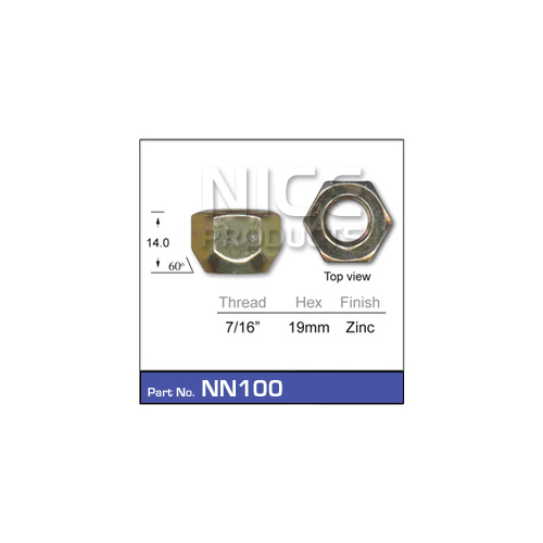 NICE NN100 STANDARD OPEN END WHEEL NUT 7/16" THREAD SOLD AS EACH