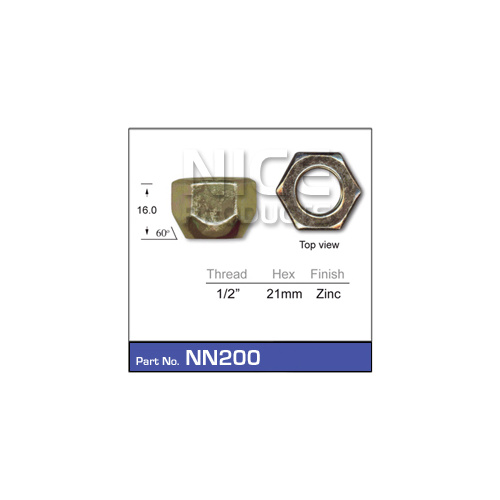 NICE NN200 STANDARD OPEN END WHEEL NUT 1/2" THREAD SOLD AS EACH