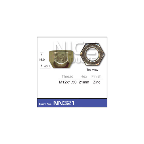NICE NN321 STANDARD OPEN END WHEEL NUT M12 x 1.5 SOLD AS EACH
