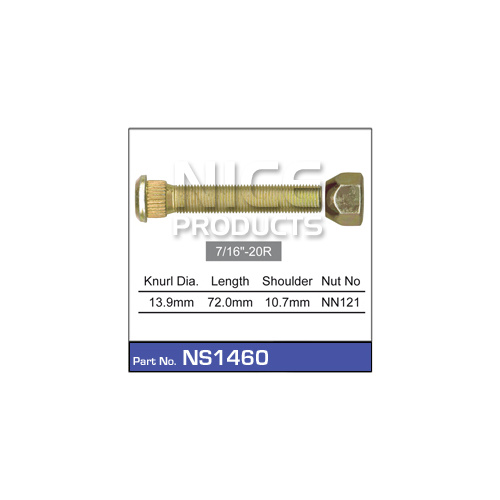 NICE NS1460 LONG WHEEL STUD 7/16" x 73mm LONG - SOLD AS EACH