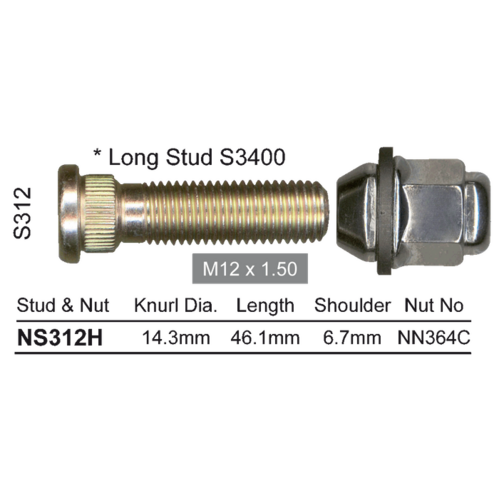 Nice Wheel Stud & Nut Rear for Hyundai Lantra 1.8L with ABS 5/1993-9/1995