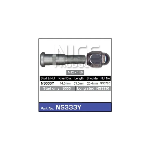 Nice NS333Y Wheel Stud & Nut 12 x 1.5mm for Front Toyota Landcruiser 70 Series