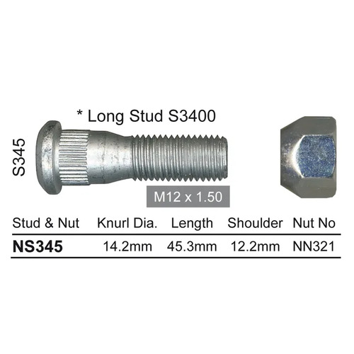 NICE WHEEL STUD & NUT NS345 FOR REAR TOYOTA CRUISER HILUX PRADO CHECK APP x1