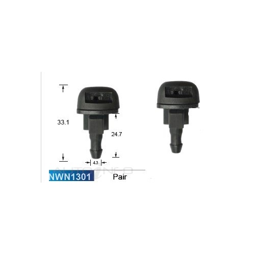 Nice NWN1301 Windscreen Washer Jets Push on Type Single Spray 5mm Hose Pair