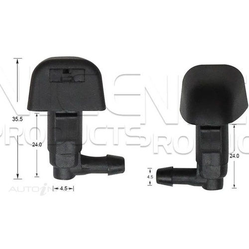Nice NWN634 Windscreen Washer Jets Push on Type Single Spray 5mm Hose Pair
