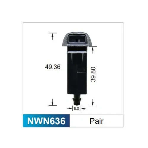 Nice NWN636 Windscreen Washer Jets Push On 6mm Hose Single Spray Pair for Toyota