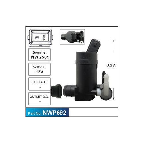 Nice NWP692 Windscreen Washer Pump for Front Holden VZ Commodore 2 Outlets Parallel