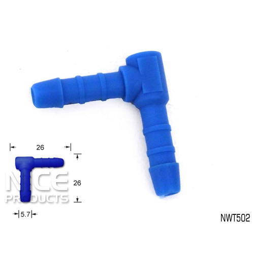 NICE WINDSCREEN WASHER HOSE 90 DEGREE 5mm PLASTICE ELBOW NWT502 x1