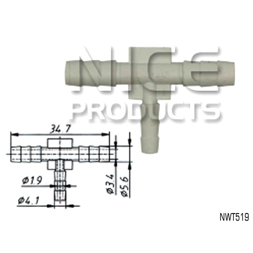 NICE 3 WAY WASHER HOSE CONNECTION JOINER 5.6mm & 4mm OUTLETS NWT519 x1