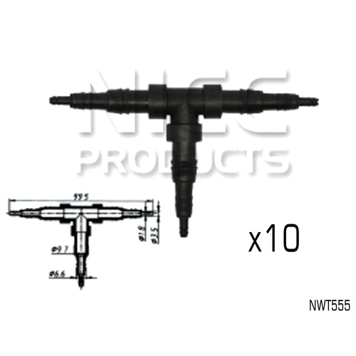 Nice 3 Way Washer Hose Connection Joiners 3.7mm to 9.5mm Outlet NWT555 x10