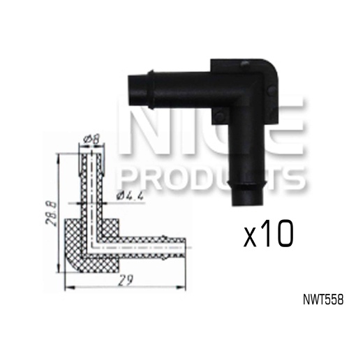 NICE 2 WAY 90° WASHER HOSE CONNECTION JOINERS 8mm OUTLET NWT558 x10