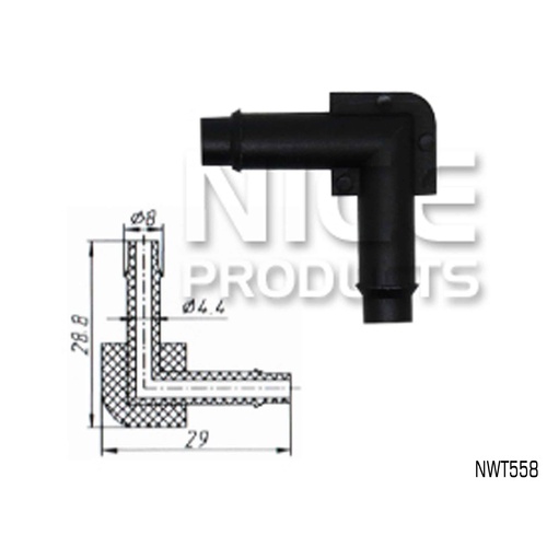 NICE 2 WAY 90° WASHER HOSE CONNECTION JOINER 8mm OUTLET NWT558 x1