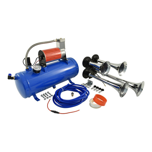 AAA OTH-1403 4 Trumpet Air Horn Kit W/6lt Air Tank & Compressor 12v 130db