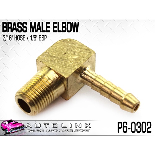 BRASS MALE ELBOW 3/16" HOSE x 1/8" BSP ( P6-0302 )