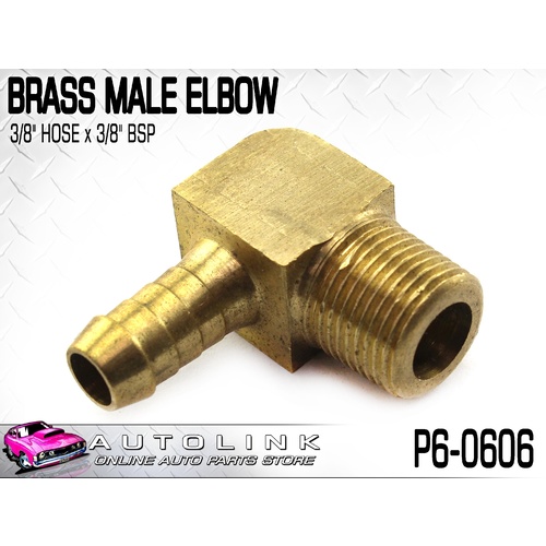 TUBEFIT - BRASS MALE ELBOW 3/8" HOSE x 3/8" BSP ( P6-0606 )