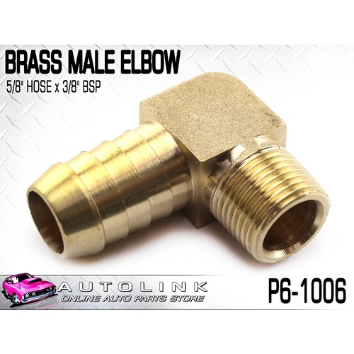 TUBEFIT - BRASS MALE ELBOW 5/8" HOSE x 3/8" BSP ( P6-1006 )