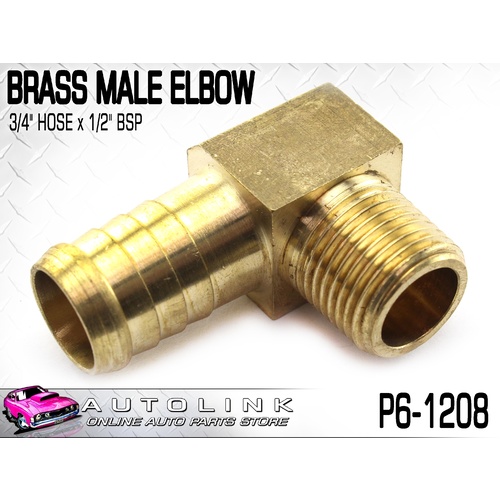 TUBEFIT - BRASS MALE ELBOW 3/4" HOSE x 1/2" BSP ( P6-1208 )