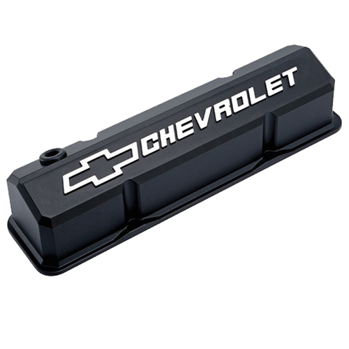 Proform Die Cast Aluminium Valve Covers Black Raised Logo Chev Small Block V8