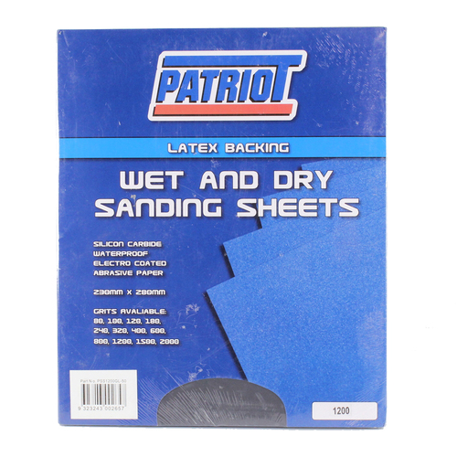 Wet & Dry Sanding Sheets 1200 Grit 230mm x 280mm Pack of 50 Sheets