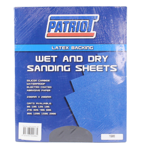 Wet & Dry Sanding Sheets 1500 Grit 230mm x 280mm Pack of 50 Sheets