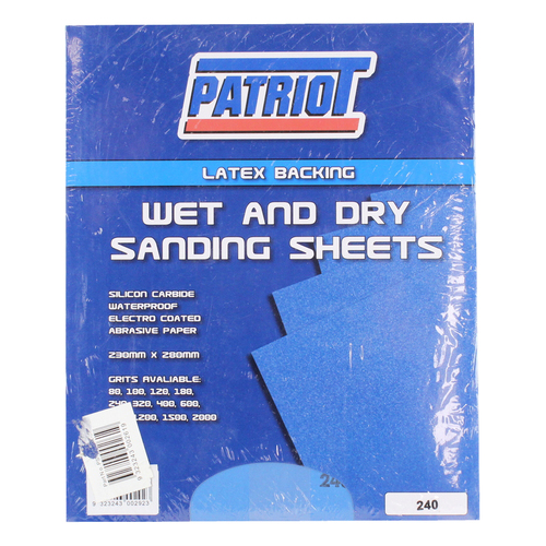 Wet & Dry Sanding Paper Sheet 240 Grit 230mm x 280mm Pack of 50 PSS240GL