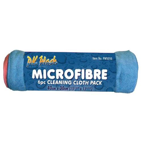 PK Wash PW50110 Microfibre 6pc Cleaning Cloth Pack 400 x 300mm