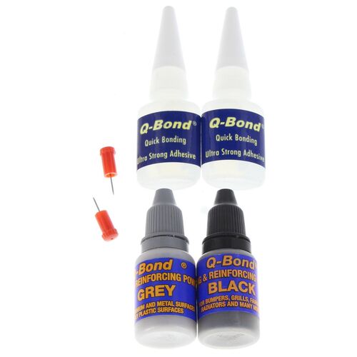 Qbond QB2 Small Plastic Weld Repair Kit Ultra Strong Black & Grey Powders