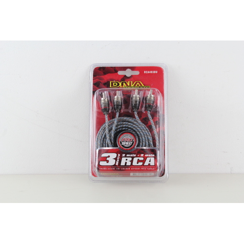DNA 2 MALE RCA TO 2 MALE RCA PRO SPEC CABLE - BLUE 3 METRES RCA403BU
