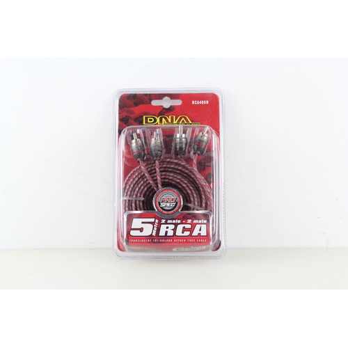 DNA 2 MALE RCA TO 2 MALE RCA PRO SPEC CABLE - RED 5 METRES ( RCA405R )