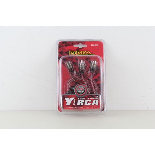 DNA RCA421R Y SPLIT 1 MALE TO 2 FEMALE RCA - RED 22cm LONG 2 PER PACK