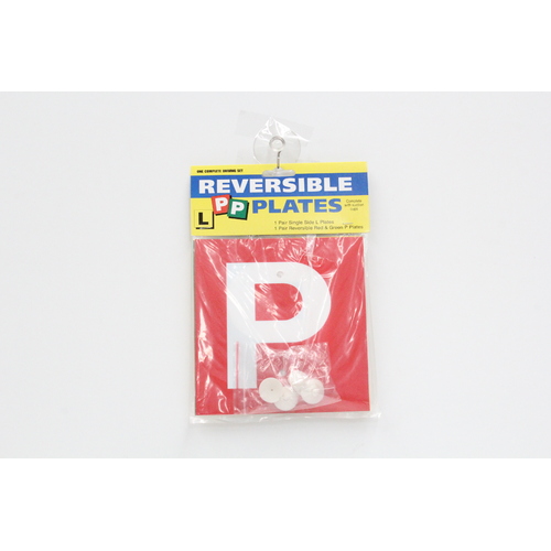 P & L PLATE DRIVING SET - INCLUDES REVERSIBLE GREEN RED P PLATES & L PLATE PAIR 