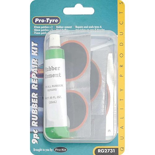 RUBBER REPAIR KIT 5 PATCHES BIKE CYCLE BLOW UP BED POOL TUBE IN PLASTIC CASE 
