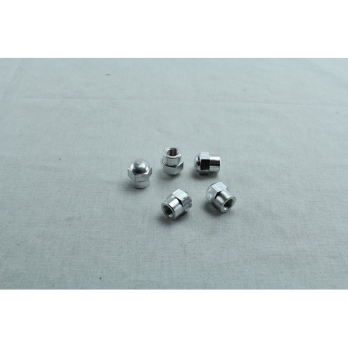 Pro-Kit Anodized Alloy Hex Shape Valve Caps Universal Set of 5 Chrome Finish